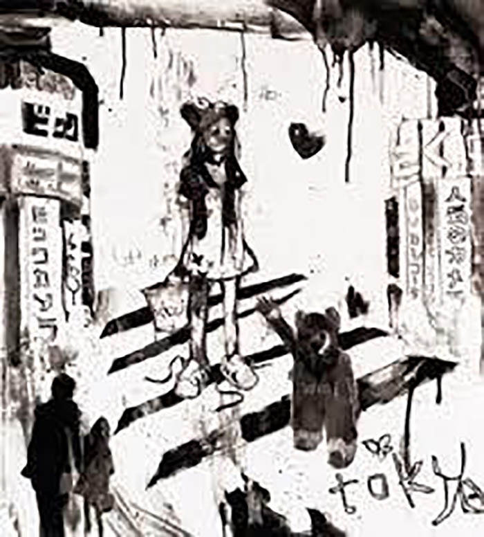Antony Micallef Shibuya Crossing lithograph 2005 78 x 53 cm framed