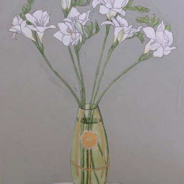 Sally Spens, Freesias, Pencil, Gouache and Watercolour on Paper