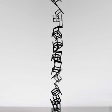 Antonio Lopez Reche Stack 2020 Bronze and White marble 80x10cm